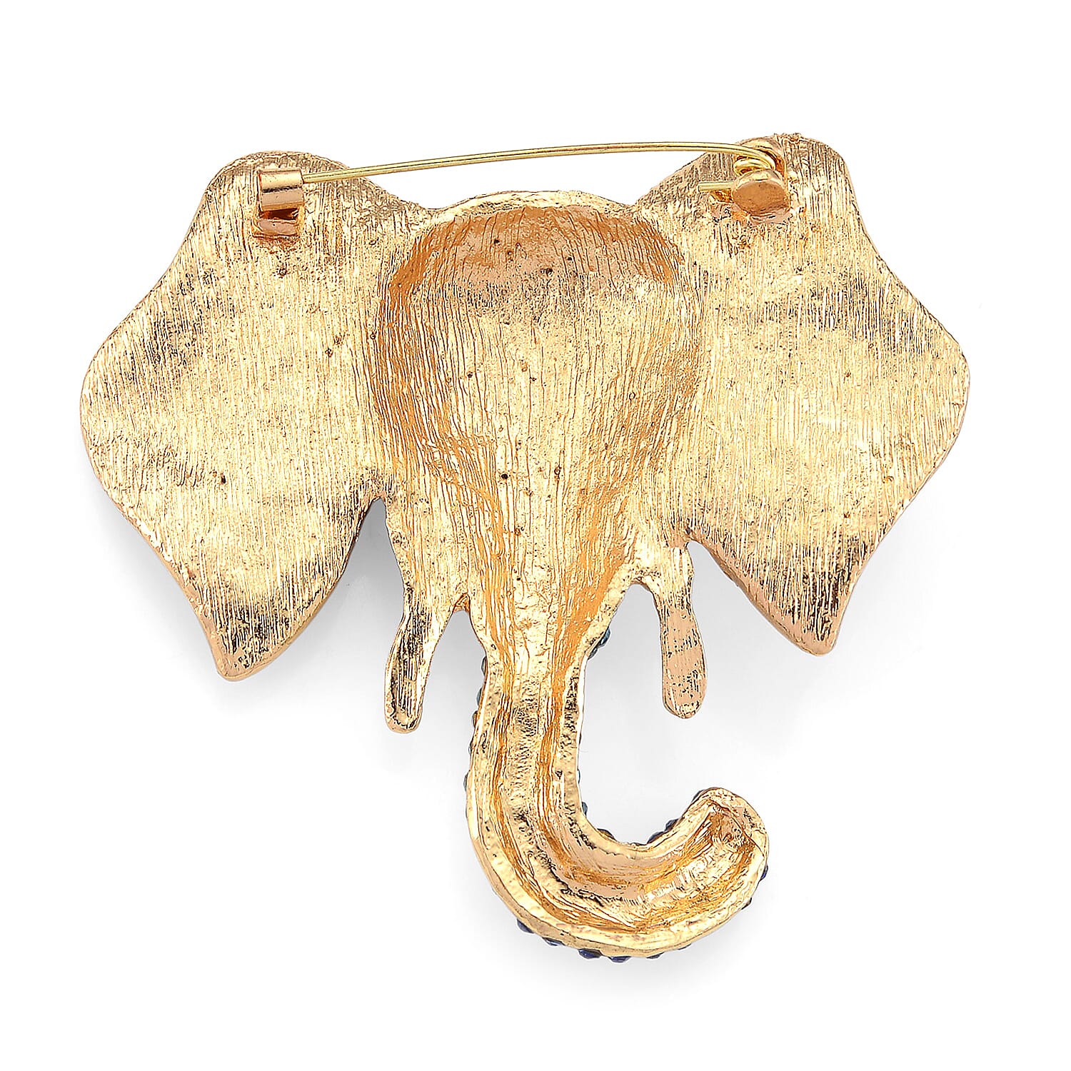 Austrian Multi Color Crystal Elephant Head Brooch in Gold Plated