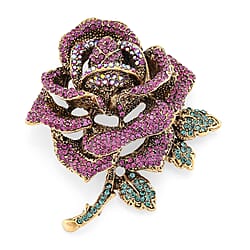 Austrian Multi Colour Crystal Rose Brooch Cum Pendant