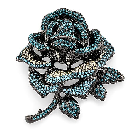 Austrian Multi Colour Crystal Rose Brooch Cum Pendant