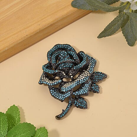 Austrian Multi Colour Crystal Rose Brooch Cum Pendant