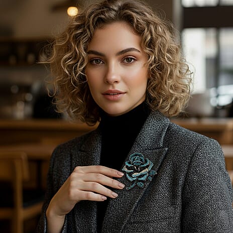 Austrian Multi Colour Crystal Rose Brooch Cum Pendant