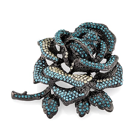 Austrian Multi Colour Crystal Rose Brooch Cum Pendant