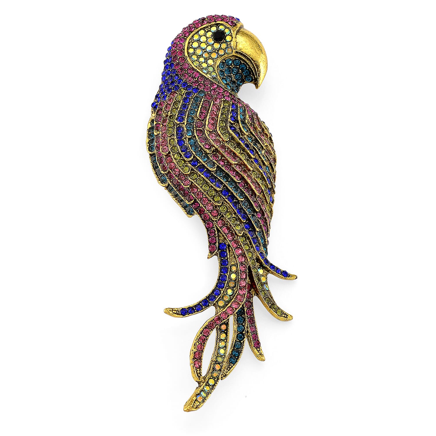 Austrian Multi Colour Crystal Parrot Brooch Cum Pendant