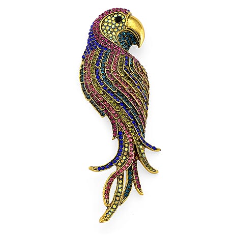 Austrian Multi Colour Crystal Parrot Brooch Cum Pendant