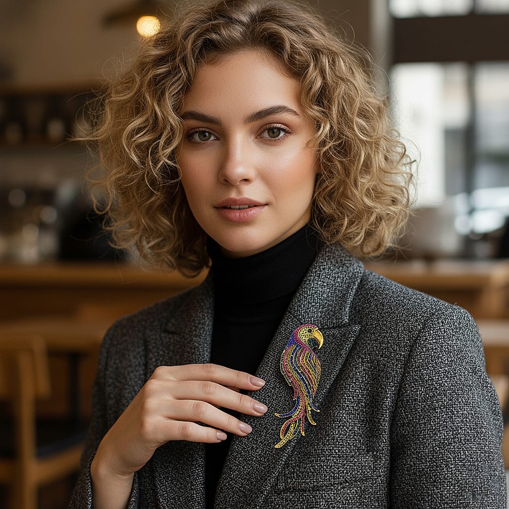 Austrian Multi Colour Crystal Parrot Brooch Cum Pendant