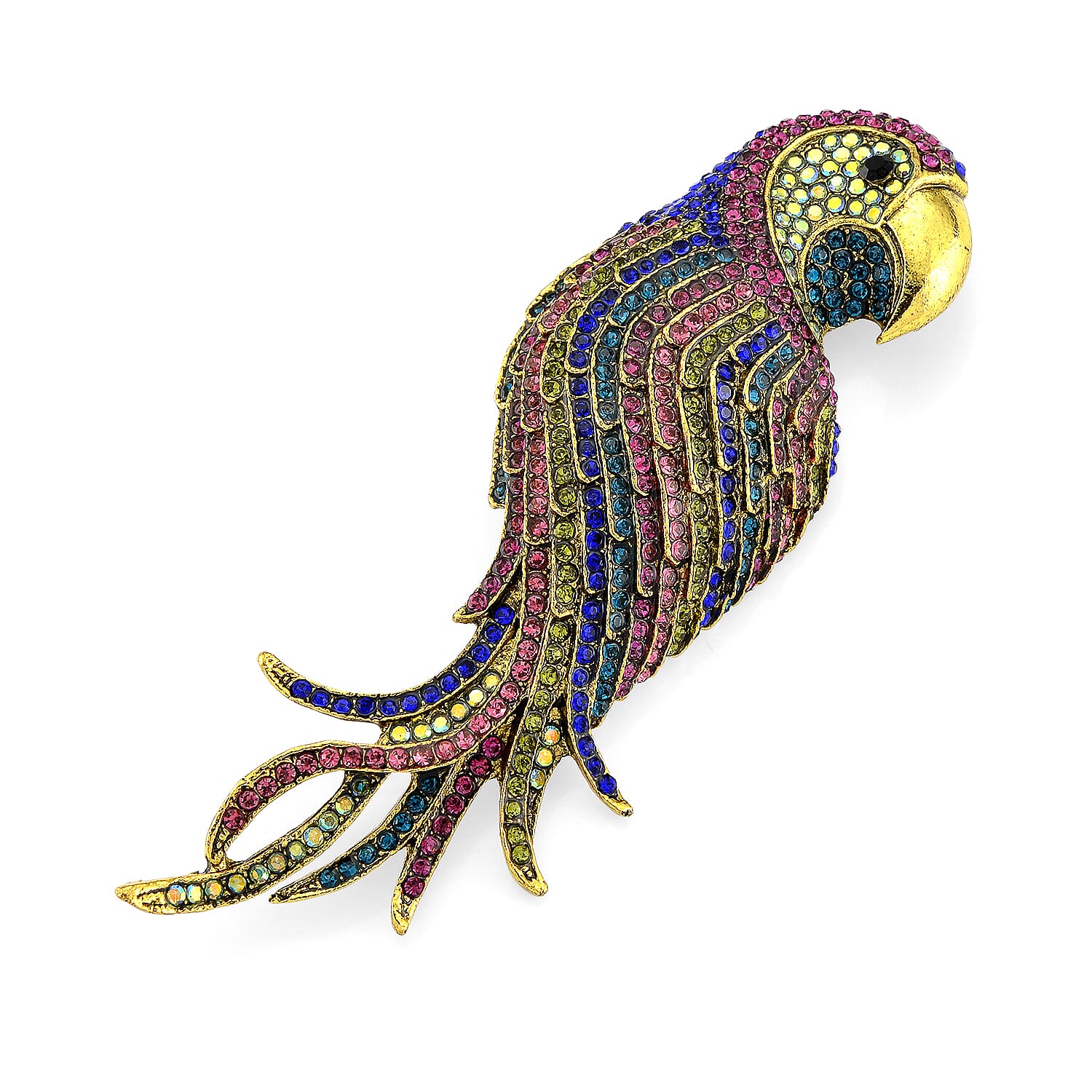 Austrian Multi Colour Crystal Parrot Brooch Cum Pendant