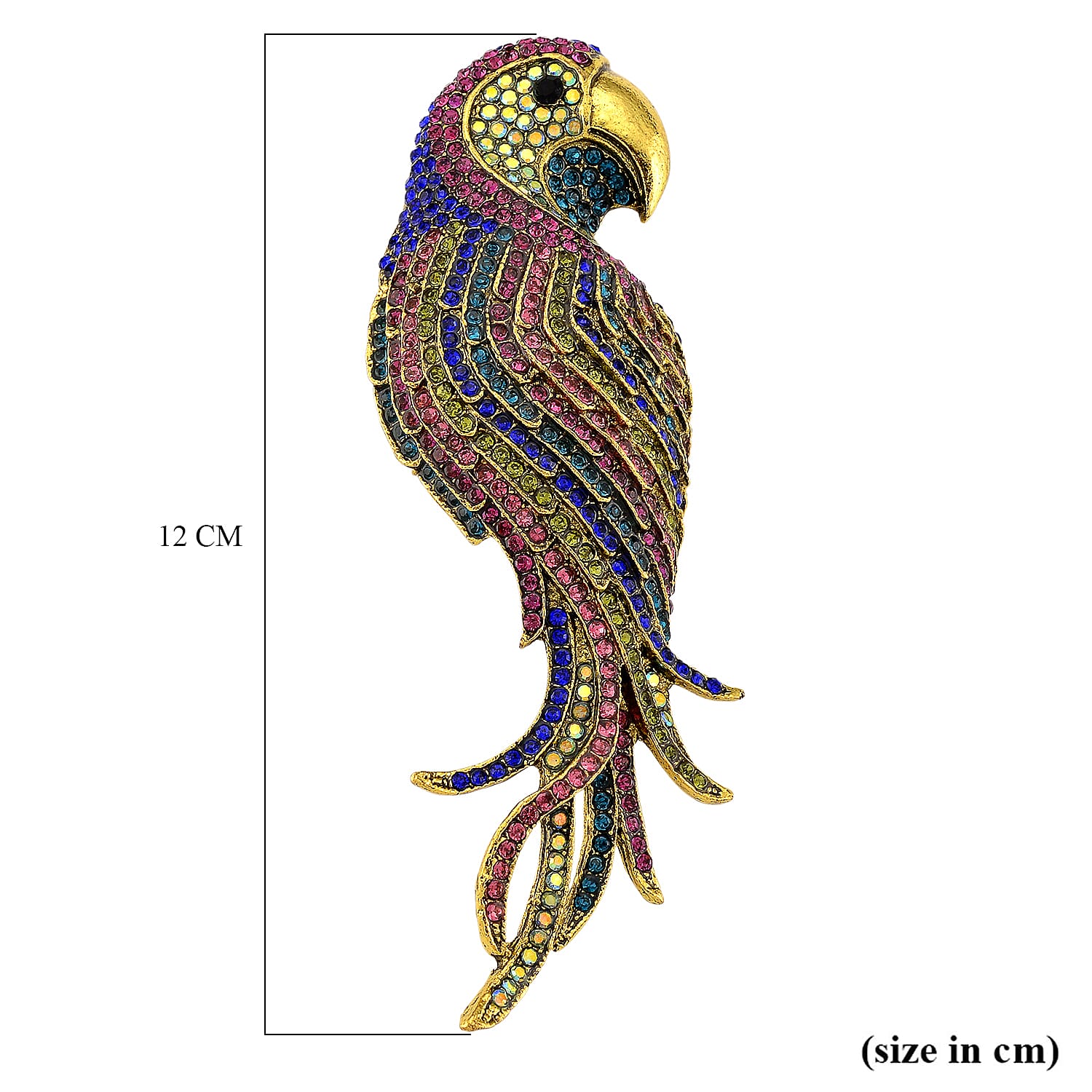 Austrian Multi Colour Crystal Parrot Brooch Cum Pendant