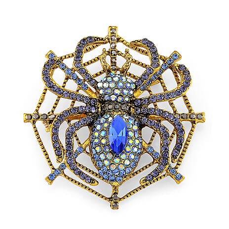 Austrian Multi Colour Crystal Spider Brooch Cum Pendant