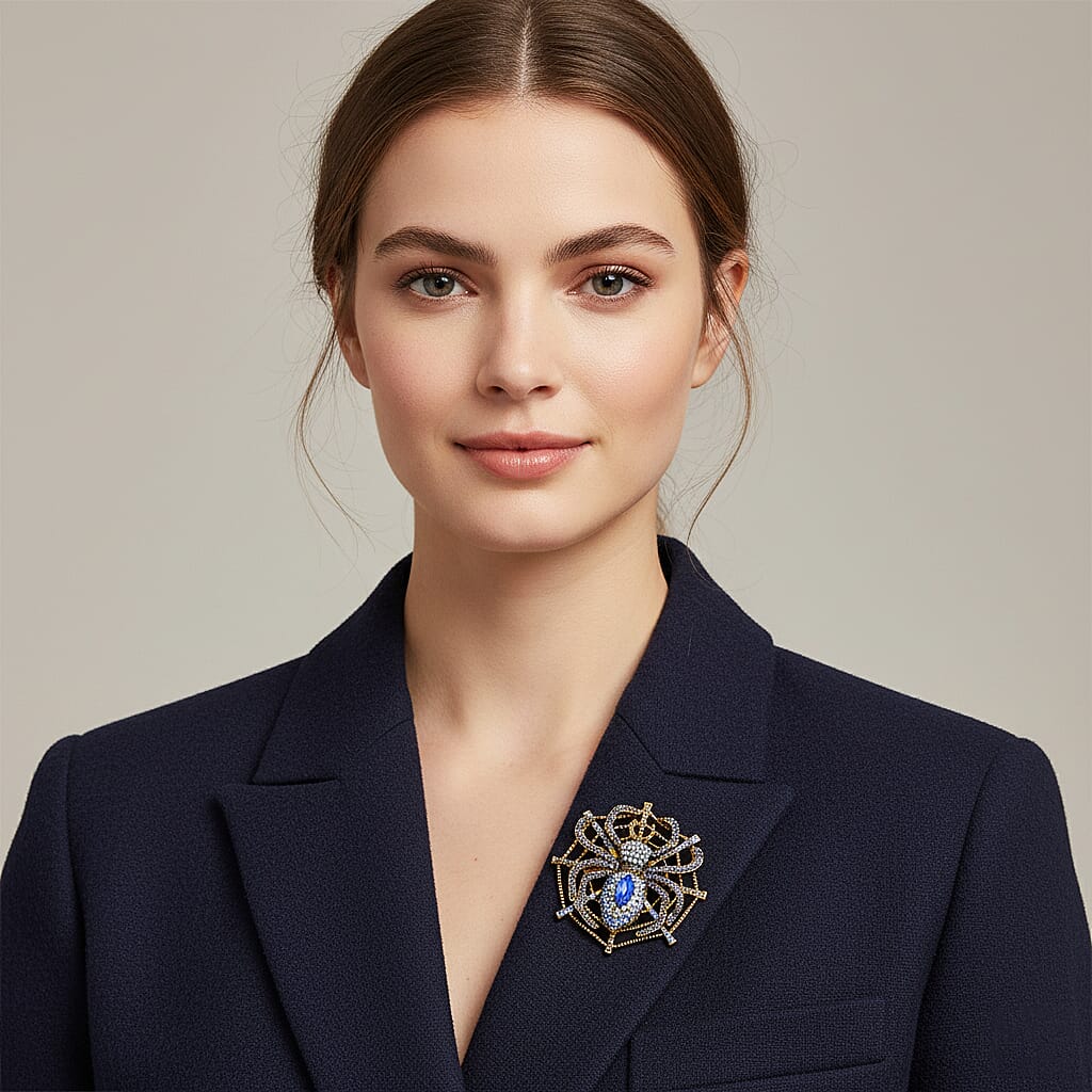 Austrian Multi Colour Crystal Spider Brooch Cum Pendant