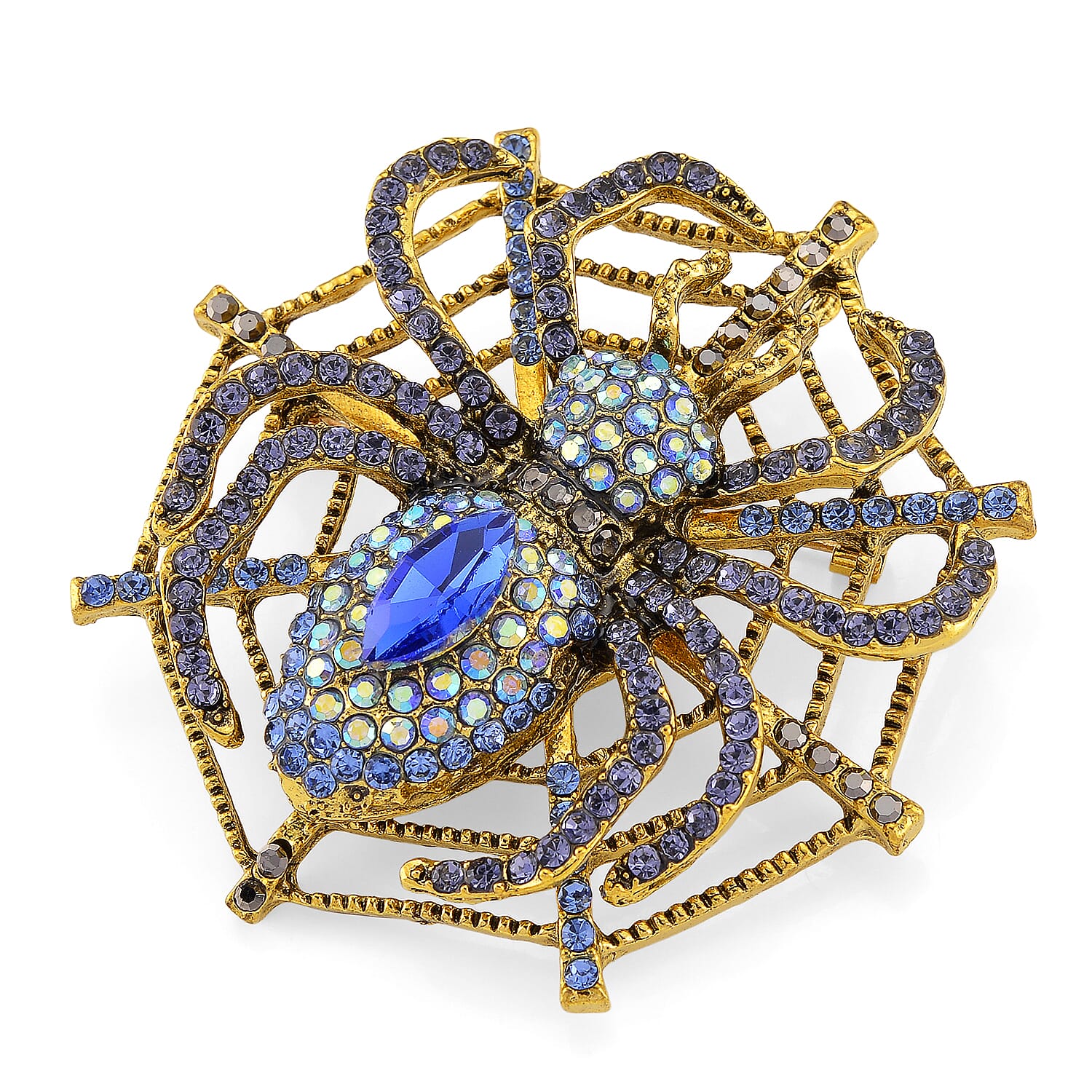 Austrian Multi Colour Crystal Spider Brooch Cum Pendant