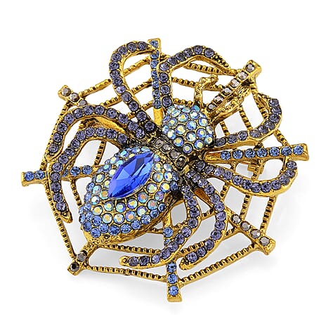 Austrian Multi Colour Crystal Spider Brooch Cum Pendant