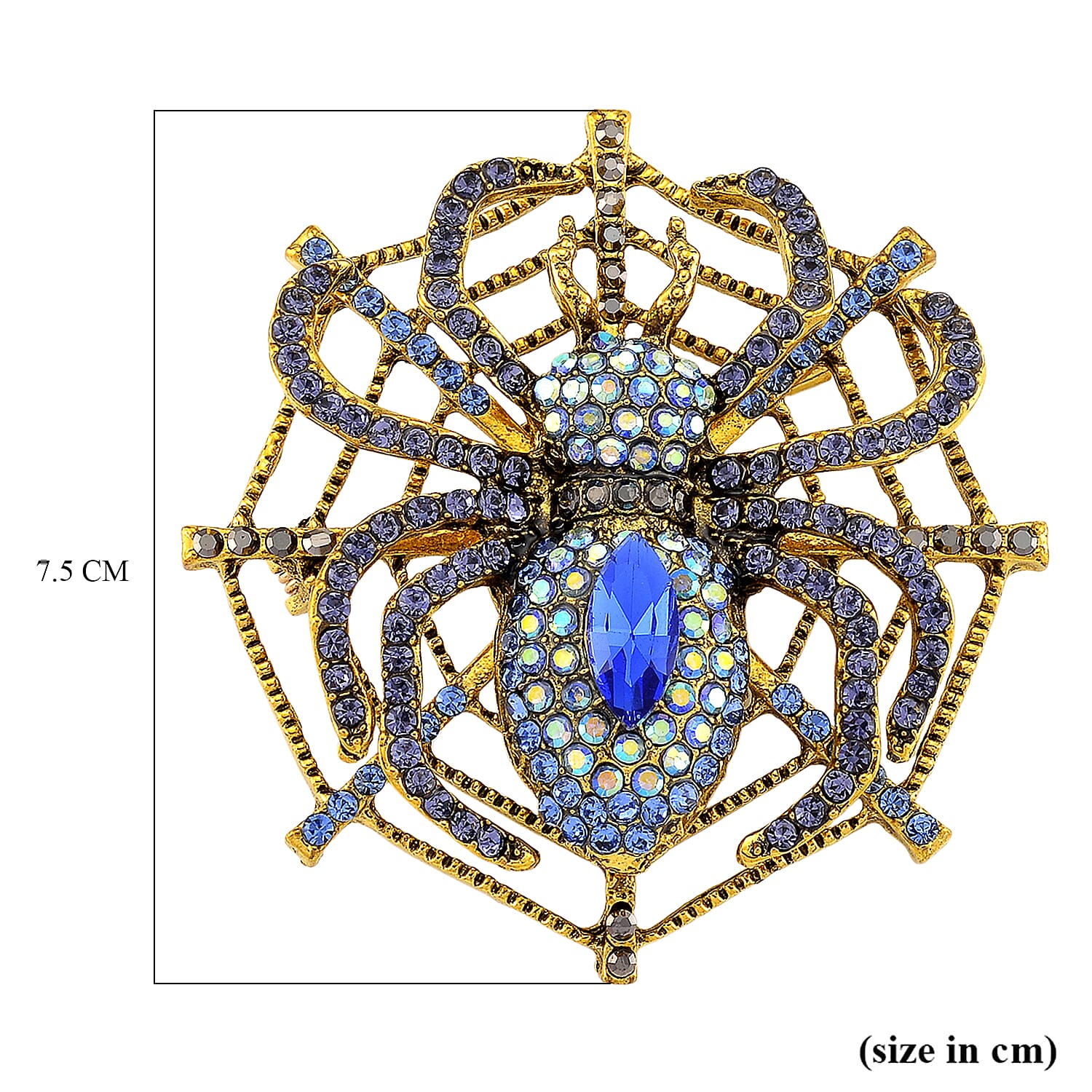 Austrian Multi Colour Crystal Spider Brooch Cum Pendant