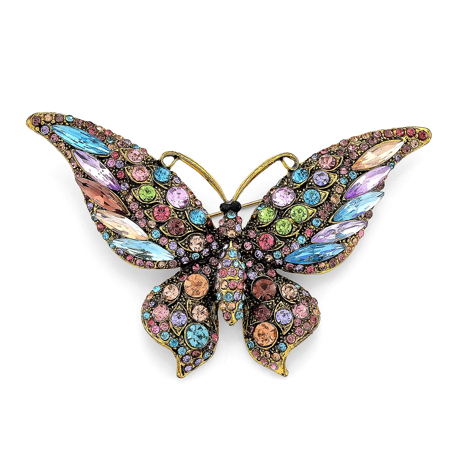 Austrian Multi Colour Crystal Butterfly Brooch