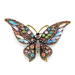 Austrian Multi Colour Crystal Butterfly Brooch