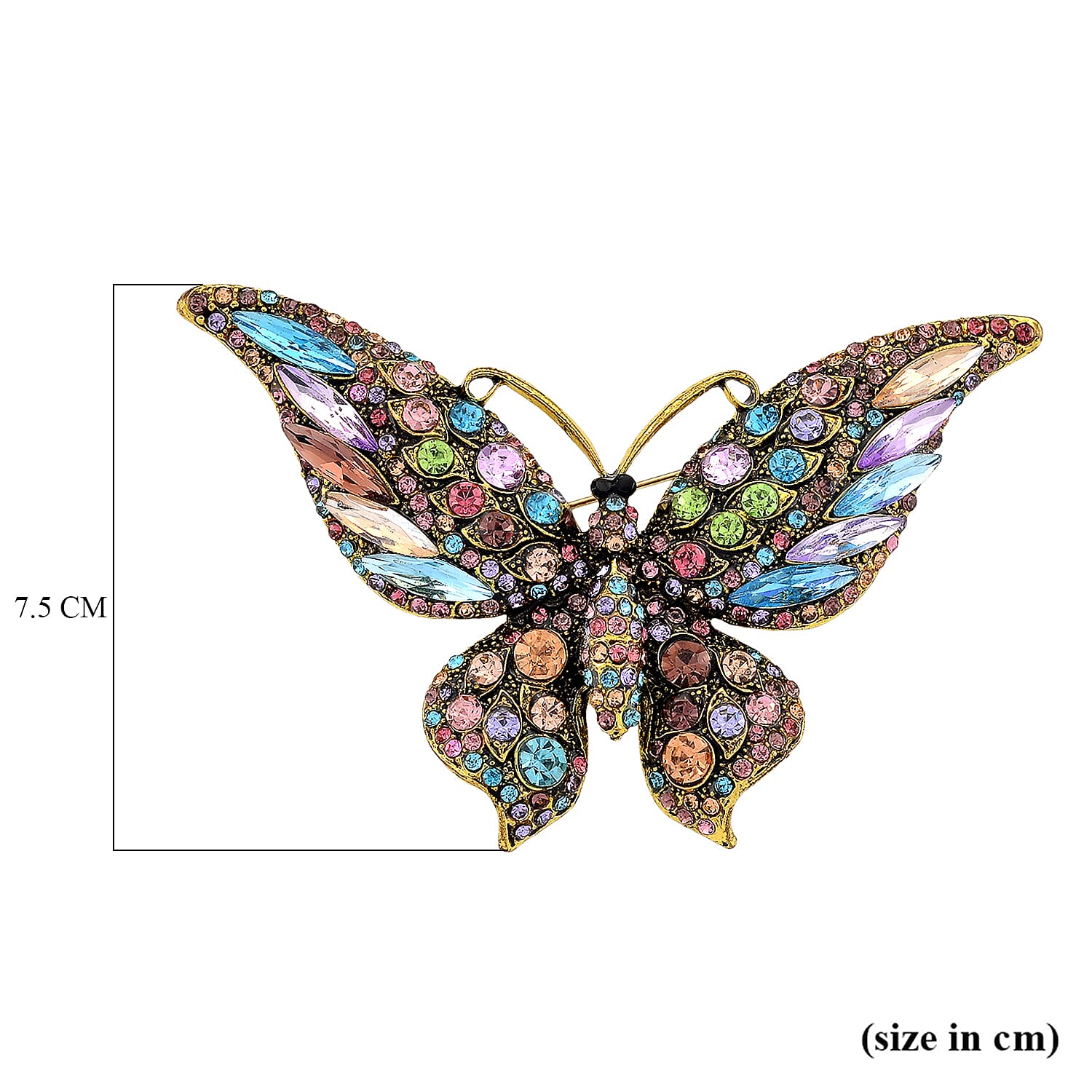 Austrian Multi Colour Crystal Butterfly Brooch
