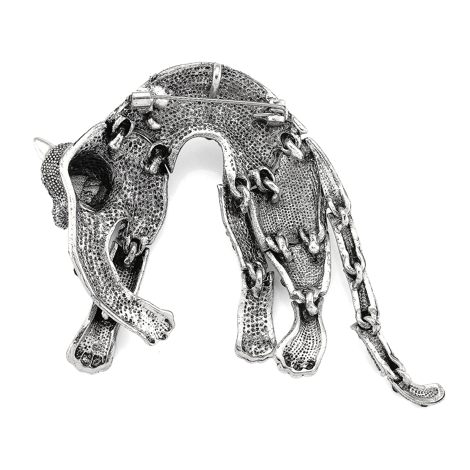 Austrian Multi Colour Crystal & Austrian Black Crystal Leopard Brooch Cum Pendant