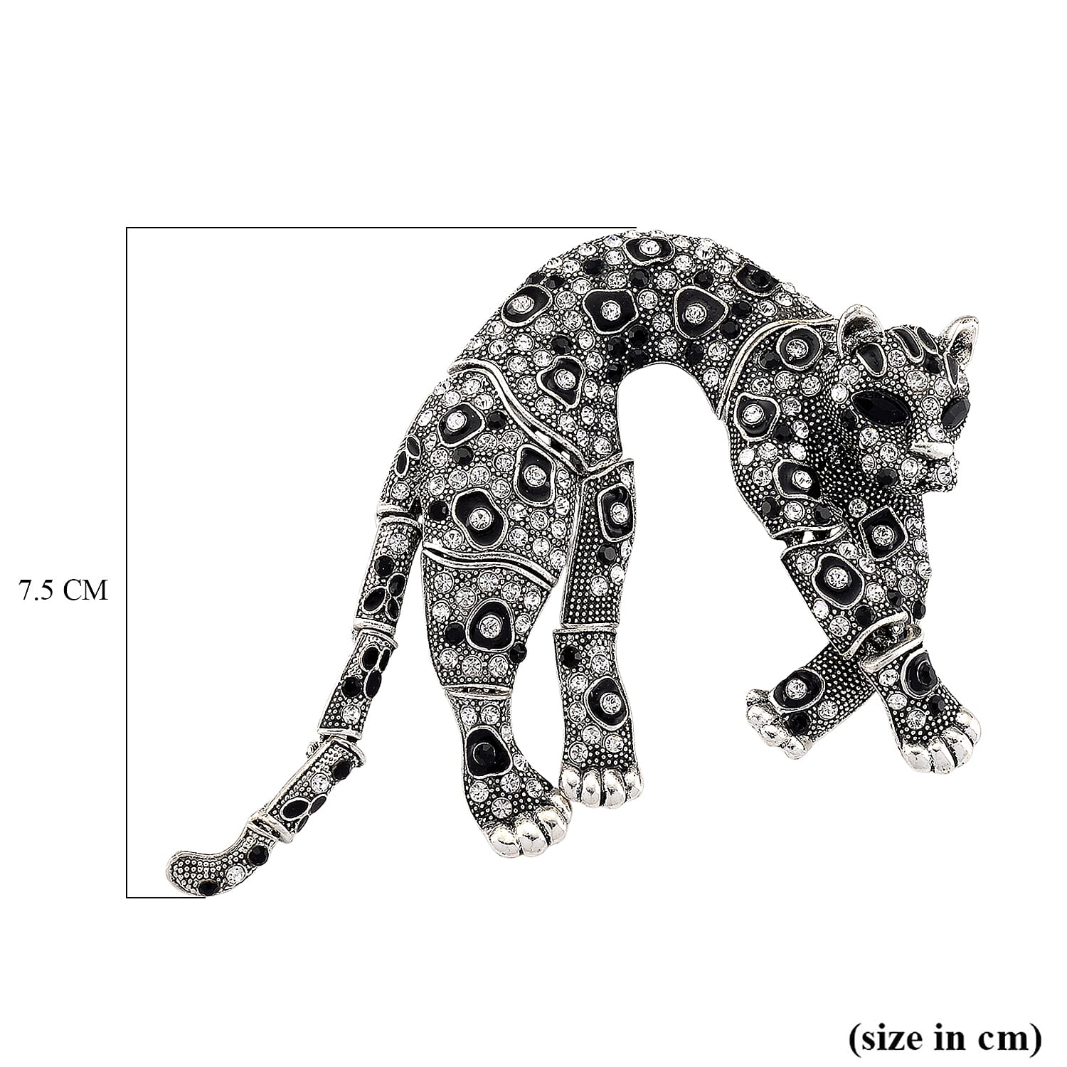 Austrian Multi Colour Crystal & Austrian Black Crystal Leopard Brooch Cum Pendant