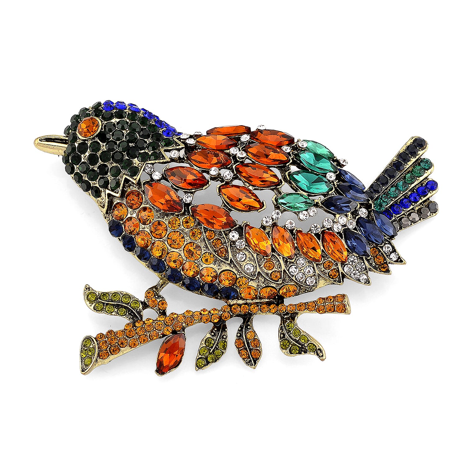 Austrian Multi Color Crystal Bird  Brooch  0.010  Ct.