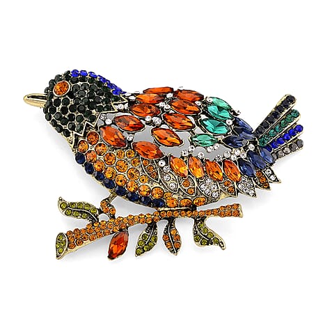 Austrian Multi Color Crystal Bird  Brooch  0.010  Ct.