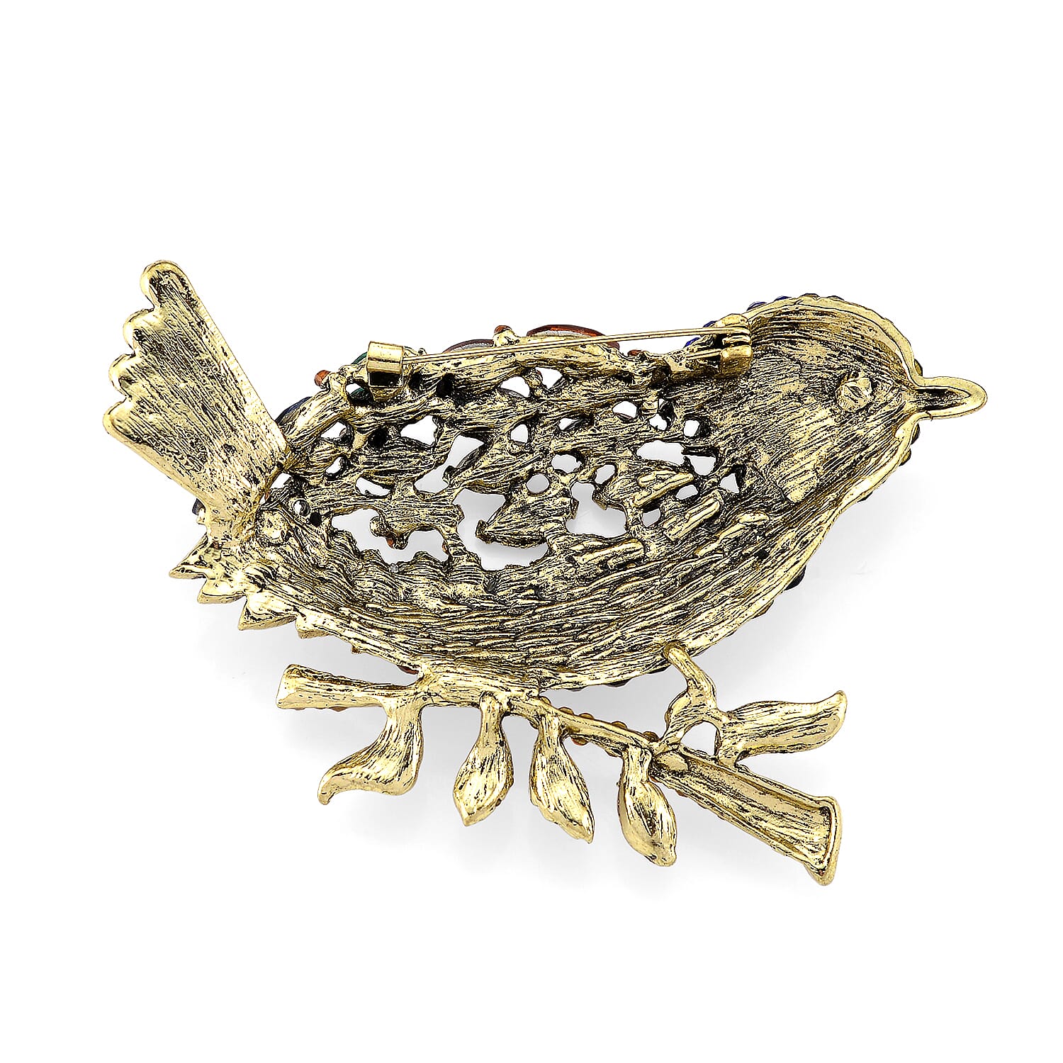 Austrian Multi Color Crystal Bird  Brooch  0.010  Ct.