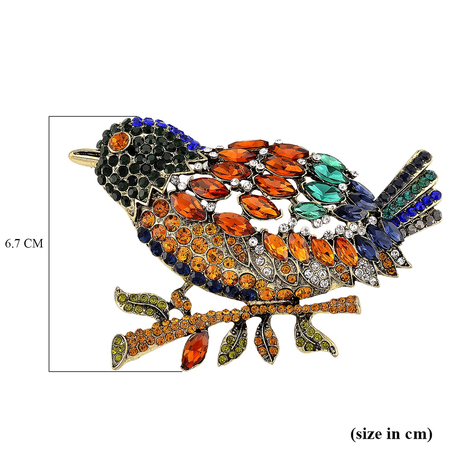 Austrian Multi Color Crystal Bird  Brooch  0.010  Ct.