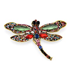 Austrian Multi Colour Crystal DragonFly Brooch Cum Pendant