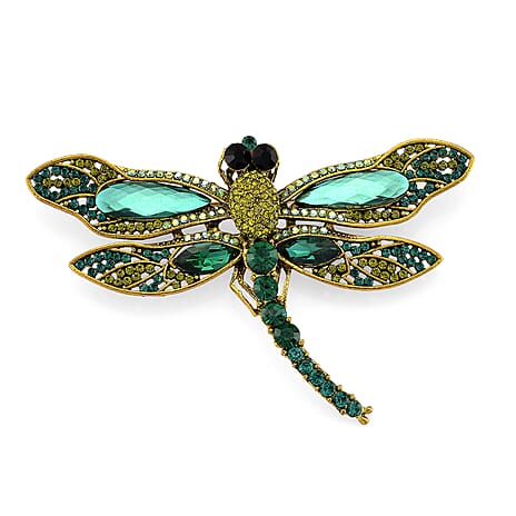 Austrian Multi Colour Crystal DragonFly Brooch Cum Pendant