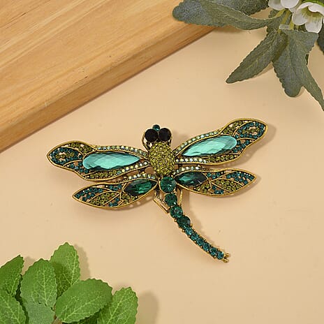 Austrian Multi Colour Crystal DragonFly Brooch Cum Pendant