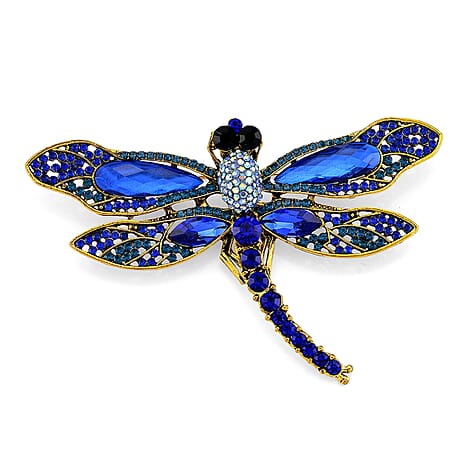 Austrian Multi Colour Crystal DragonFly Brooch Cum Pendant