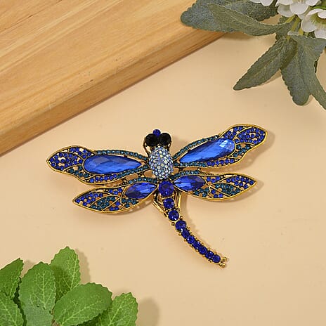 Austrian Multi Colour Crystal DragonFly Brooch Cum Pendant