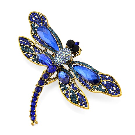 Austrian Multi Colour Crystal DragonFly Brooch Cum Pendant