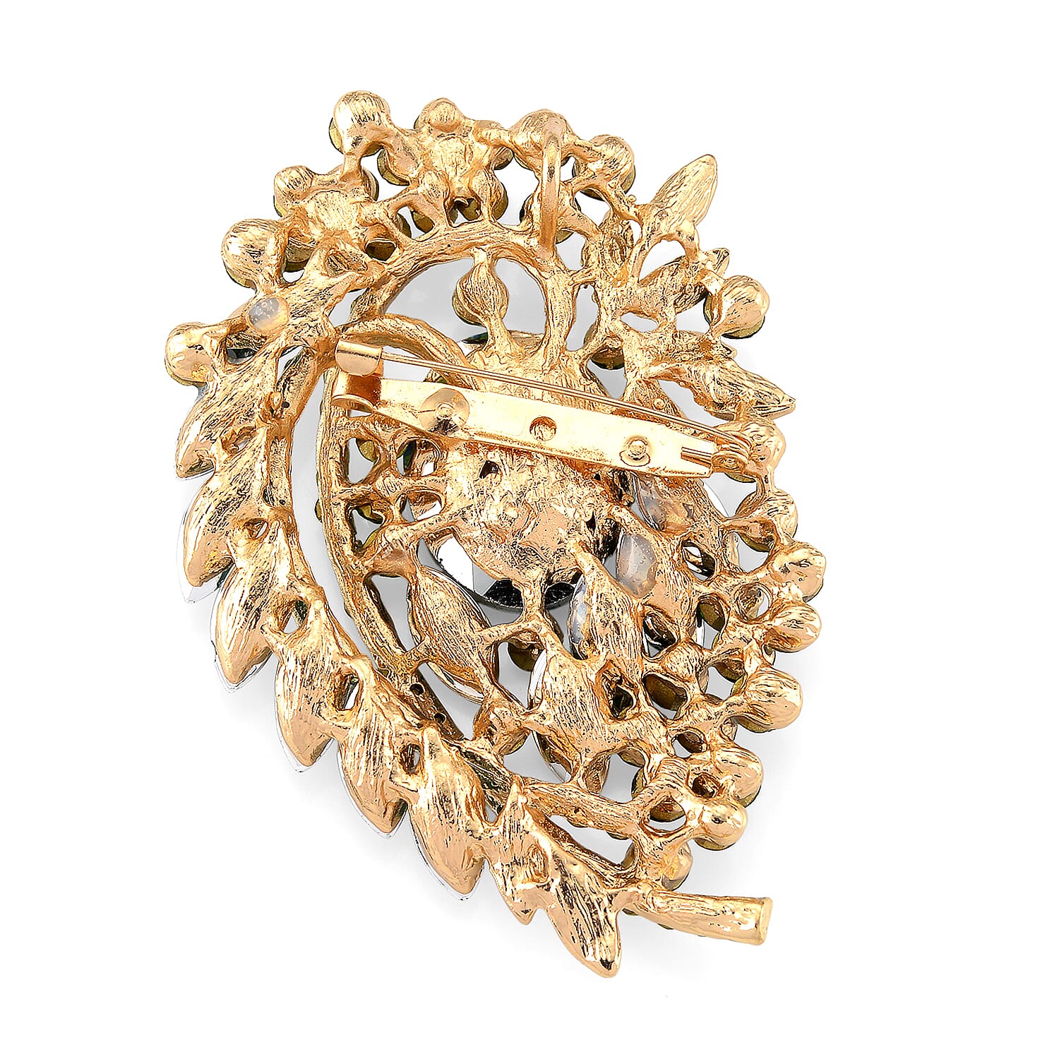 Austrian Green Crystal & Green Magic Colour Crystal Brooch Cum Pendant in Gold Tone