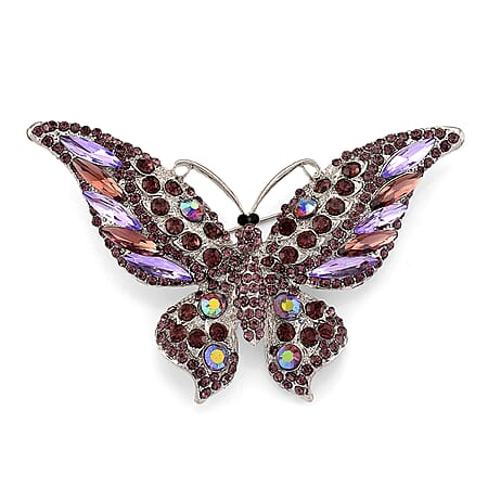 Austrian Multi Colour Crystal Butterfly Brooch