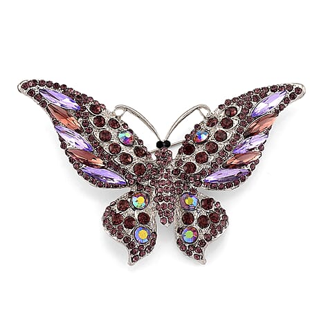 Austrian Multi Colour Crystal Butterfly Brooch