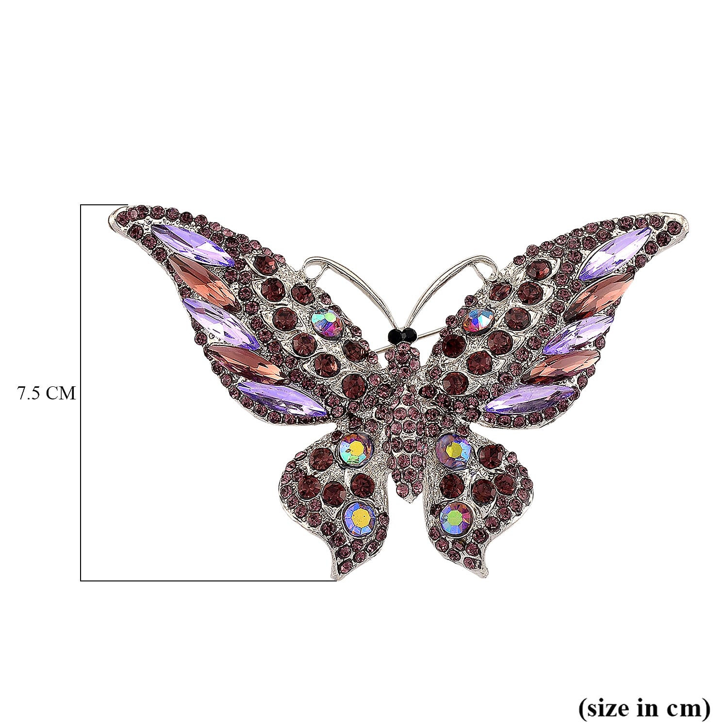 Austrian Multi Colour Crystal Butterfly Brooch