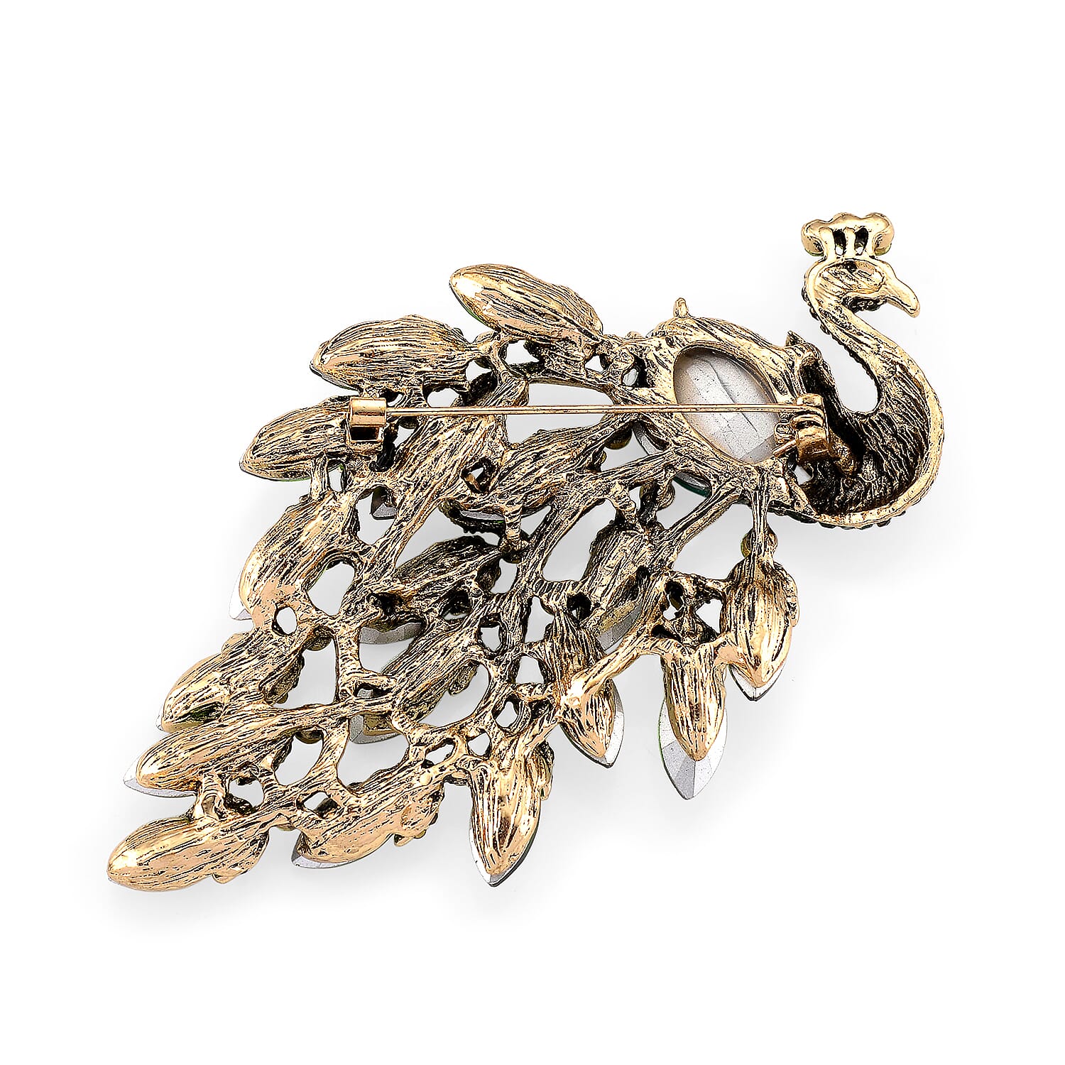 Austrian Green Crystal & Green Magic Color Crystal Peacock Brooch