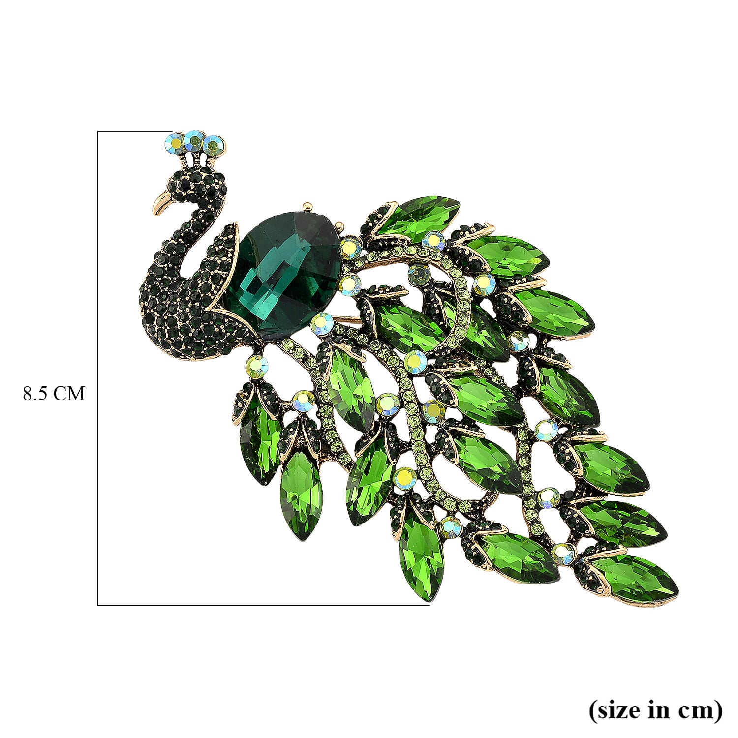 Austrian Green Crystal & Green Magic Color Crystal Peacock Brooch