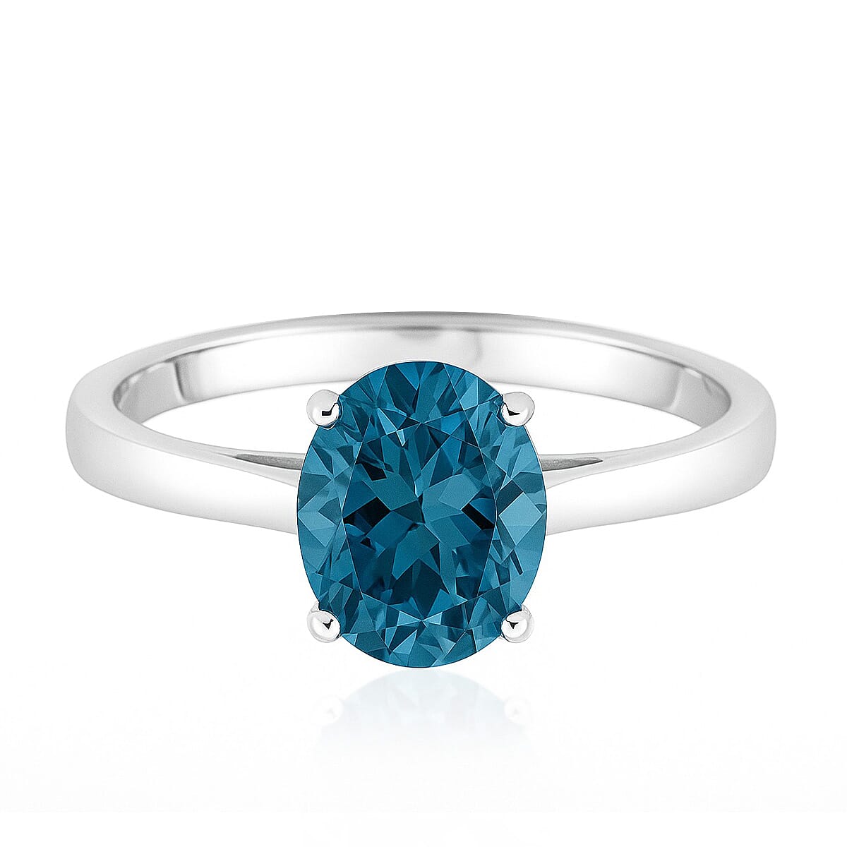 Luxuriant Lab Grown Blue Diamond SGL Certified (VS INTENSE BLUE) Solitaire Ring in Rhodium Overlay Sterling Silver 1.00 Ct.