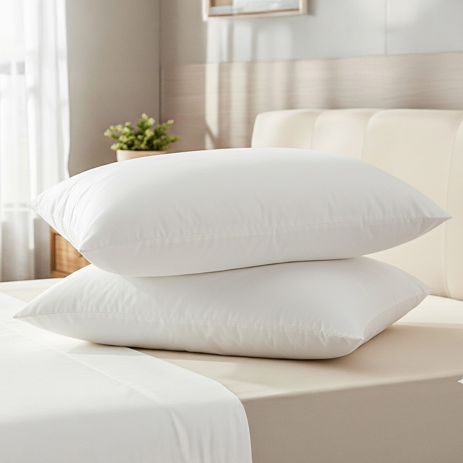 Serenova Set of 2 Medium Firm Suspension Pillows -  Patented Internal Ties Pull the Pillow Up and In - Cradles Head and Neck