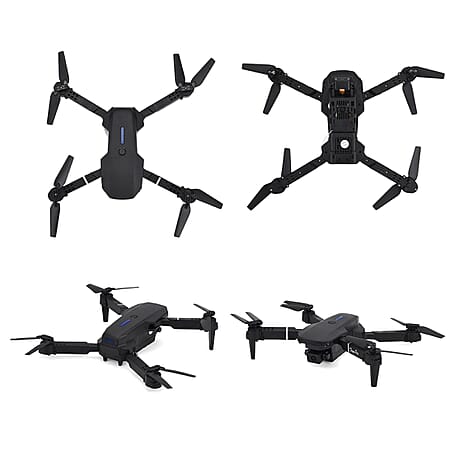 E88 Black Foldable Drone - Dual Camera, Optical Flow, 1800 mAh Battery - 3D Rolls - Black