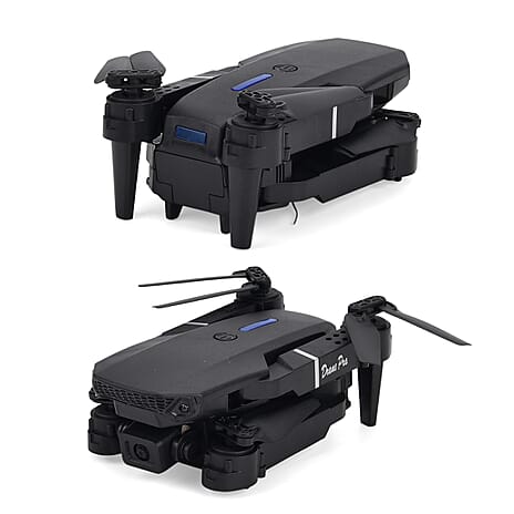 E88 Black Foldable Drone - Dual Camera, Optical Flow, 1800 mAh Battery - 3D Rolls - Black