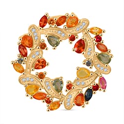 Rainbow Sapphire & White Zircon Pendant in Yellow Gold Plated Sterling Silver 3.65 Ct, Silver Wt. 6.20 Gms.