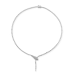 LUXURIANT Lab Grown Diamond Serpentine Necklace (Size - 20) in Rhodium Overlay Sterling Silver (SI-GH)