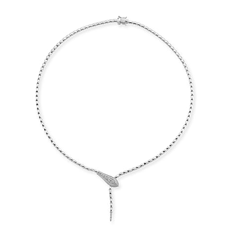 Luxuriant Lab Grown Diamond (SI-GH) Necklace (Size 20) in Rhodium Overlay Sterling Silver, Silver Wt. 23.34 Gms.