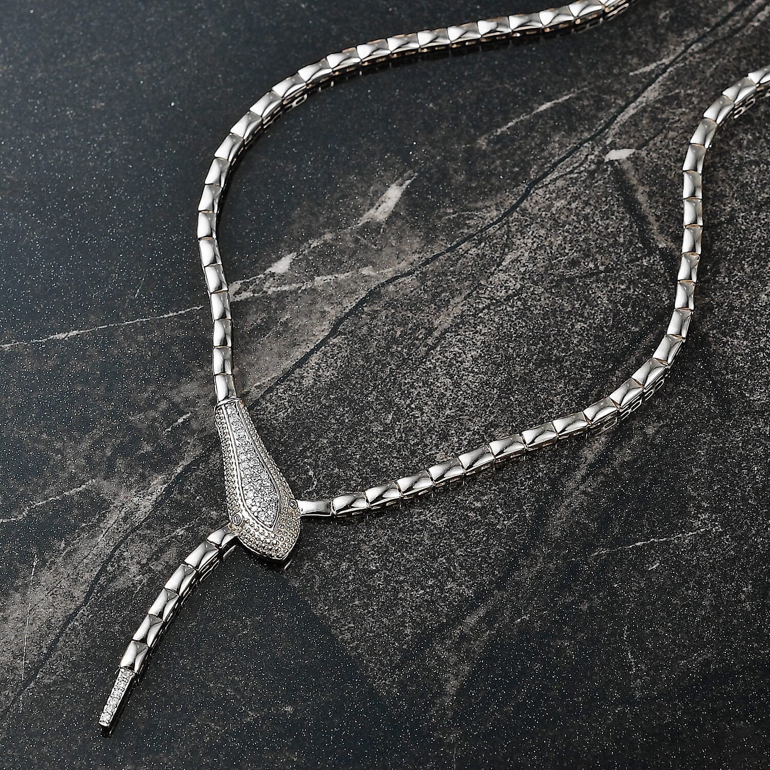 Luxuriant Lab Grown Diamond (SI-GH) Necklace (Size 20) in Rhodium Overlay Sterling Silver, Silver Wt. 23.34 Gms.