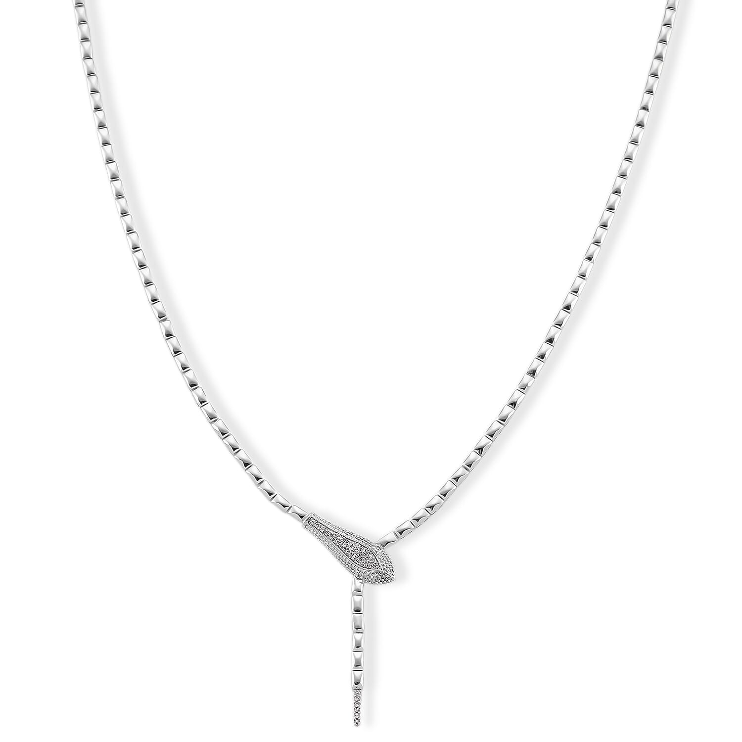 Luxuriant Lab Grown Diamond (SI-GH) Necklace (Size 20) in Rhodium Overlay Sterling Silver, Silver Wt. 23.34 Gms.