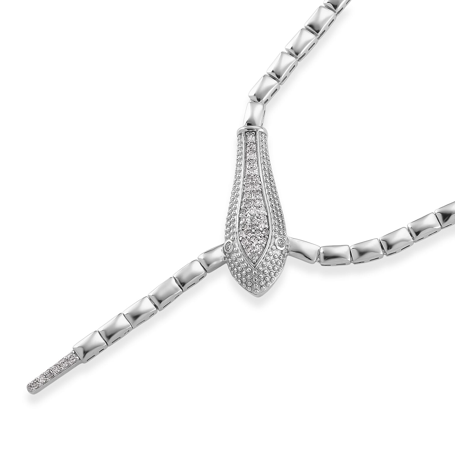 Luxuriant Lab Grown Diamond (SI-GH) Necklace (Size 20) in Rhodium Overlay Sterling Silver, Silver Wt. 23.34 Gms.