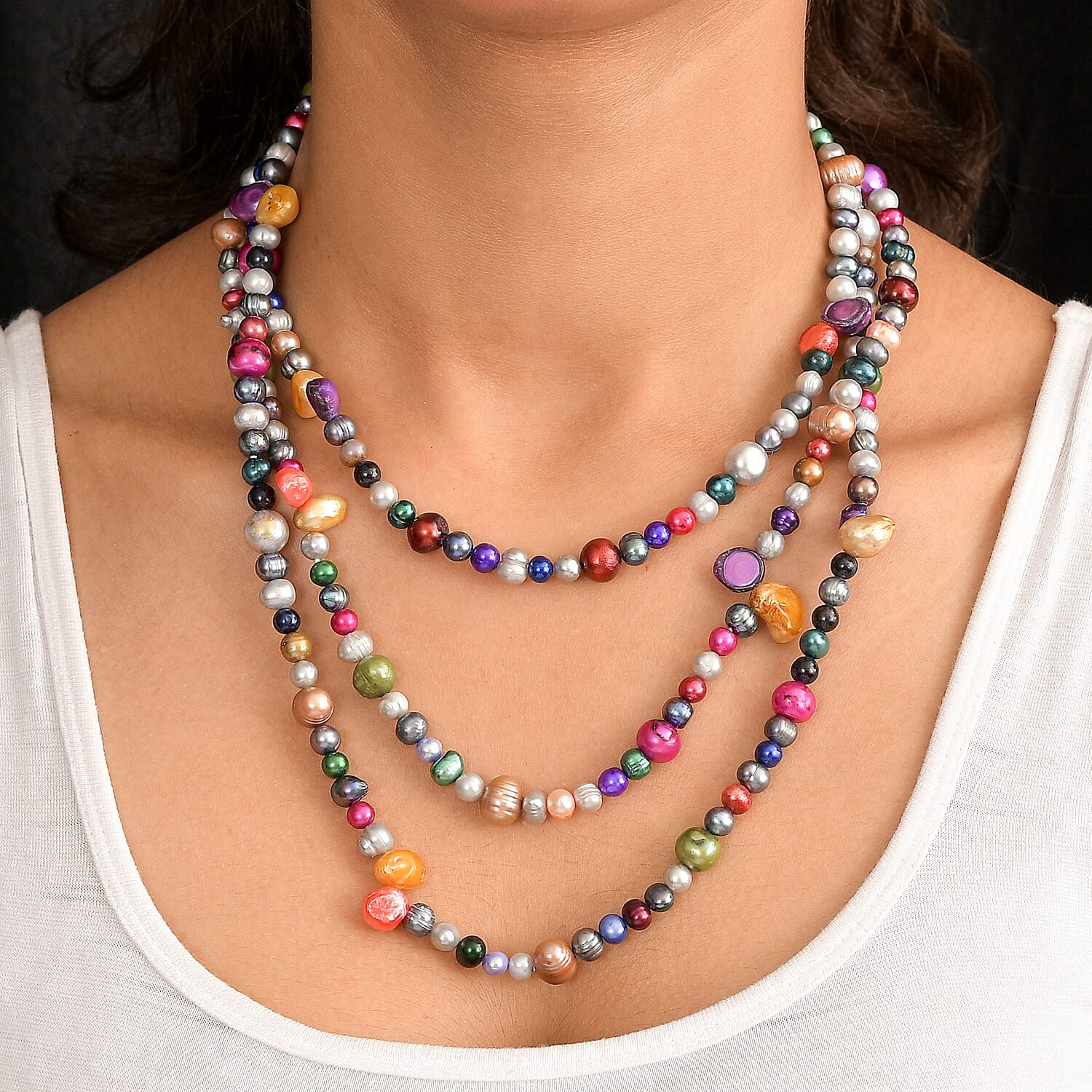 Aurora Pearl Launch - Multi Colour Pearl Necklace (Size 60) 520.00 Ct.
