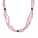 Dyed Pink Fresh Water Pearl & Sodalite Stone Necklace (Size 34) 280.00 Ct.