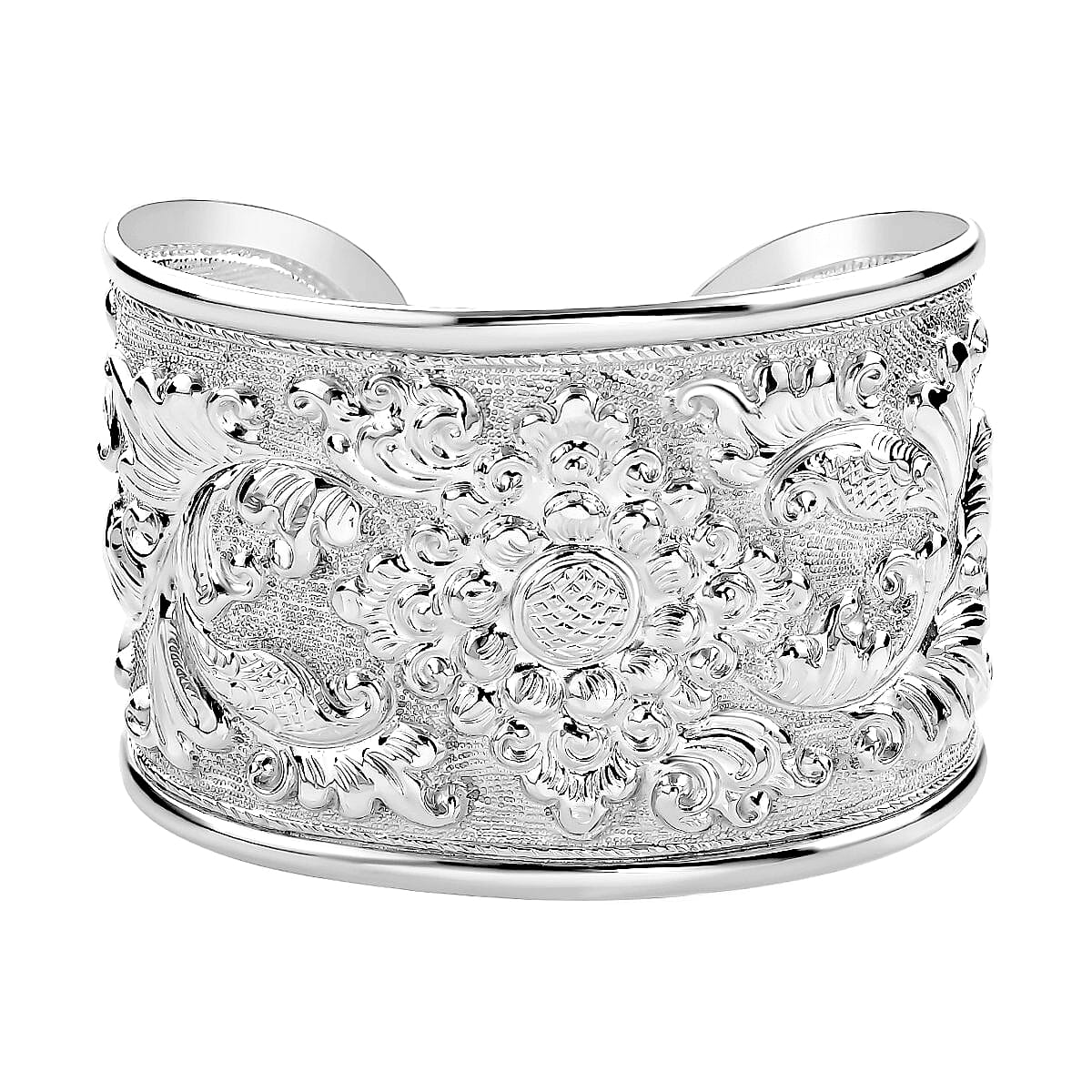Royal Bali Collection - Sterling Silver Handmade Cuff Bangle (Size 7.5), Silver Wt. 28.95 Gms.